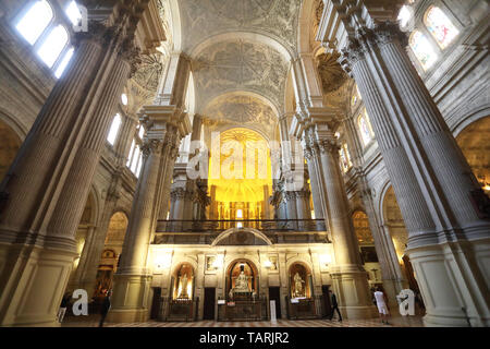 Gli interni della Cattedrale della Santa incarnazione di Malaga, nel centro della città, sulla Costa del Sol in Andalusia, Spagna Foto Stock