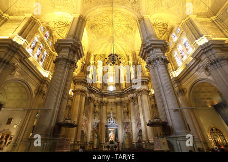 Gli interni della Cattedrale della Santa incarnazione di Malaga, nel centro della città, sulla Costa del Sol in Andalusia, Spagna Foto Stock