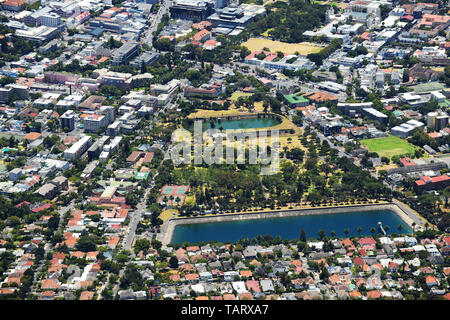 Una vista di De Waal Park e a Molteno serbatoio a Cape Town. Foto Stock