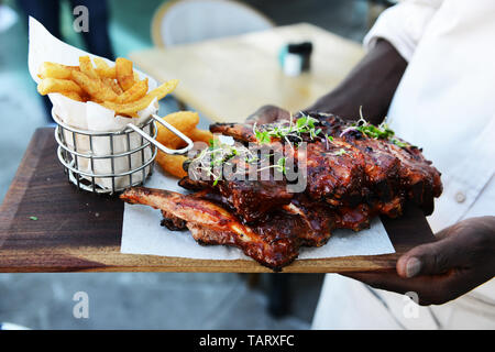 Lo stile del sud BBQ Ribs. Foto Stock