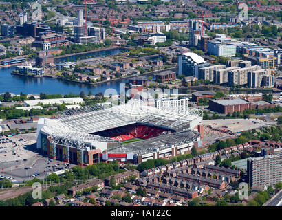 Old Trafford, casa del Manchester United e Salford Quays, città di Salford, Manchester North West England, Regno Unito Foto Stock