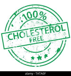Verde rotondo timbro con le parole 100% colesterolo libero su sfondo bianco Illustrazione Vettoriale