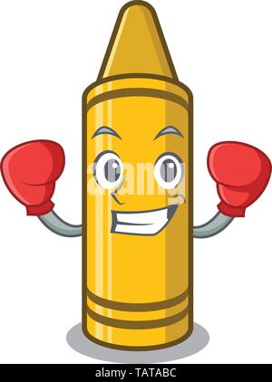 Boxe crayon giallo nella sedia di carattere Illustrazione Vettoriale