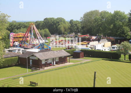 I SALI IN RYE MOSTRA BOWLS CLUB E LUNA PARK Foto Stock