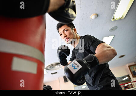 Tokyo, Giappone. 23 Maggio, 2019. Ryota Murata Boxe : Ryota Murata di treni in Giappone durante un allenamento a Teiken Boxing palestra a Tokyo in Giappone . Credito: Hiroaki Yamaguchi/AFLO/Alamy Live News Foto Stock