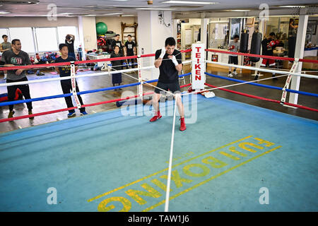 Tokyo, Giappone. 23 Maggio, 2019. Ryota Murata Boxe : Ryota Murata del Giappone non punte di armatura durante un allenamento a Teiken Boxing palestra a Tokyo in Giappone . Credito: Hiroaki Yamaguchi/AFLO/Alamy Live News Foto Stock