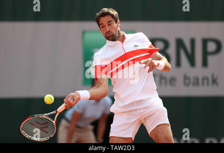 Parigi, Francia. 27 maggio 2019. Open di Francia di Tennis Tournament; Jeremy Chardy (FRA) in azione Credit: Azione Plus immagini di sport/Alamy Live News Foto Stock