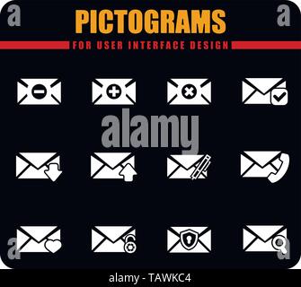Set di icone di posta Illustrazione Vettoriale