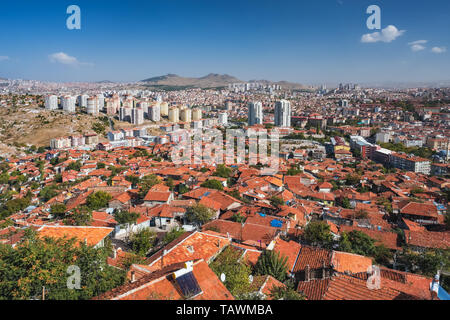 Paesaggio di Ankara vista dal castello di Ankara, Turchia Foto Stock