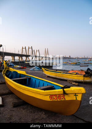 31 Mar 2019 Bandra Worli Sea Link da Worli village (worli koliwada) Mumbai India Maharashtra Foto Stock