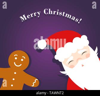 Babbo Natale con gingerbread man illustrazione. Scheda di Natale Illustrazione Vettoriale