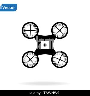 Drone con azione fotocamera, logo , icona, bianco e nero, EPS10 illustrazione vettoriale Illustrazione Vettoriale