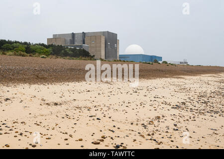 Sizewell A e Sizewell B centrali nucleari, Sizewell, Suffolk, Inghilterra, Regno Unito Foto Stock