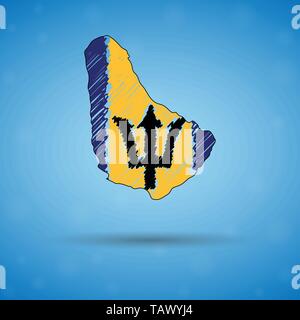 Scribble mappa di Barbados. Schizzo mappa del Paese per una infografica, brochure e presentazioni, stilizzata schizzo delle Barbados. Illustrazione Vettoriale Illustrazione Vettoriale