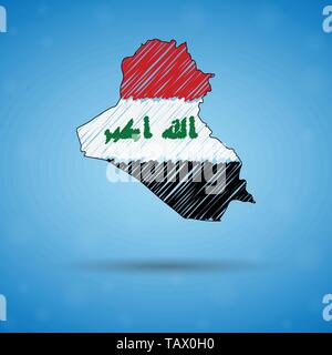Scribble mappa dell'Iraq. Schizzo mappa del Paese per una infografica, brochure e presentazioni, stilizzata schizzo dell'Iraq. Illustrazione Vettoriale Illustrazione Vettoriale