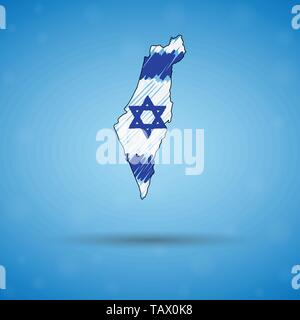 Scribble mappa di Israele. Schizzo mappa del Paese per una infografica, brochure e presentazioni, stilizzata schizzo di Israele. Illustrazione Vettoriale Illustrazione Vettoriale