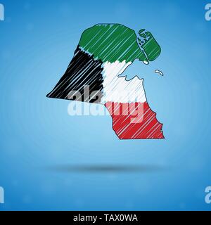 Scribble mappa di Kuwait. Schizzo mappa del Paese per una infografica, brochure e presentazioni, stilizzata schizzo del Kuwait. Illustrazione Vettoriale Illustrazione Vettoriale