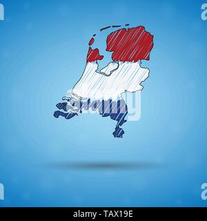 Scribble mappa dei Paesi Bassi. Schizzo mappa del Paese per una infografica, brochure e presentazioni, disegno stilizzato mappa dei Paesi Bassi. Illustrazione Vettoriale Illustrazione Vettoriale