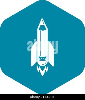 Start up pen icona a razzo, stile semplice Illustrazione Vettoriale