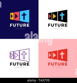 Modello logo cristiana, emblema per scuole, college, seminario, chiesa, dell'organizzazione. Illustrazione Vettoriale