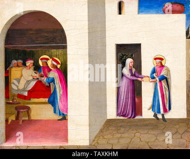 Beato Angelico, la guarigione di Palladia da San Cosma e Damiano, pittura, circa 1438 Foto Stock