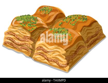 Illustrazione dell'est cibo dolce dessert baklava Illustrazione Vettoriale