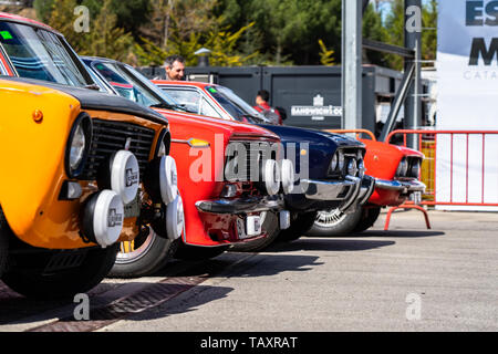 Sede 1430 FU Abarth a montjuic spirito circuito di Barcellona auto show. Foto Stock