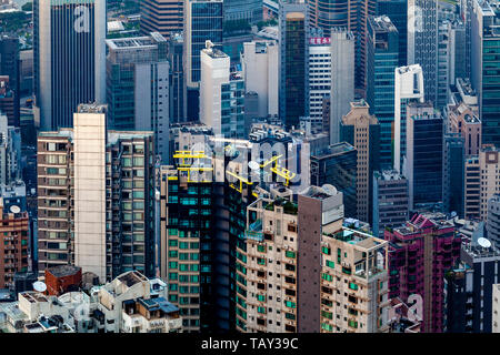 Una vista dello skyline di Hong Kong dal Victoria Peak, Hong Kong, Cina Foto Stock