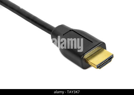 Spina HDMI isolato su sfondo bianco con tracciato di ritaglio Foto Stock