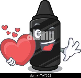 Con cuore Gessetto nero sopra la mascotte tavolo in legno Illustrazione Vettoriale