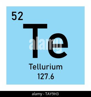 Illustrazione della tavola periodica tellurio simbolo chimico Illustrazione Vettoriale
