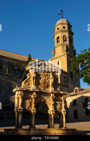 Catedral de la Natividad de Nuestra Señora. Lo stile rinascimentale Cattedrale e fontana di Santa Maria. Baeza, provincia di Jaén. southern Andalusia. Spagna e Foto Stock