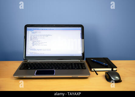 Software o script di concetto di sviluppo.- Immagine Foto Stock