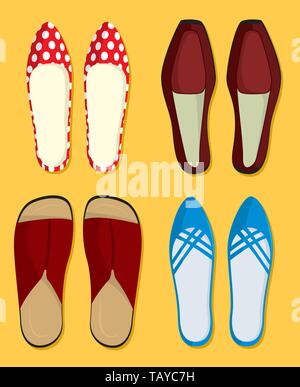Illustrazione Vettoriale. Quattro coppie di donna e uomo scarpe. Illustrazione Vettoriale
