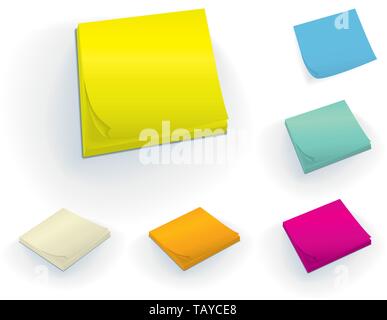 Illustrazione Vettoriale. Blocchi di adesivo in sei diversi colori. Illustrazione Vettoriale