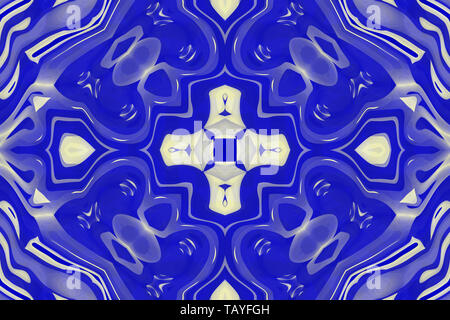 Croce di pattern e caleidoscopio in colore blu. Graphic design illustrazione di disegno. Stampa per la moda, tessuto, carta da parati, confezionamento, imballaggio. Moderno s Foto Stock