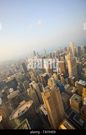 Vista in elevazione del Chicago visto da lo Skydeck, Chicago, Illinois, Stati Uniti Foto Stock