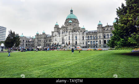 Victoria,British Columbia, Canada - 3 Maggio 2019 - Questo è l'edificio Parliamont home della legislazione Assemblea della British Columbia. Essa è stata aperta in Foto Stock