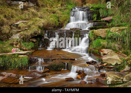 UK,Derbyshire,Peak District,Nether Nord Cascate di granella Foto Stock