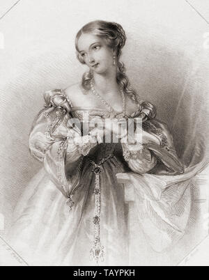 Giulietta. Principal personaggio femminile di Shakespeare Romeo e Giulietta. Dalla Galleria di Shakespeare, pubblicato c.1840. Foto Stock