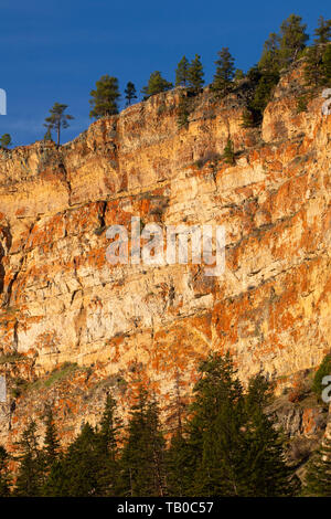 Rupe sopra il fiume Missouri lungo il Missouri Beaver Creek Trail, Helena National Forest, Montana Foto Stock