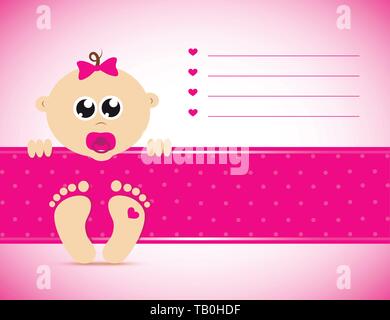 Carino neonato girl pink card illustrazione vettoriale EPS10 Illustrazione Vettoriale