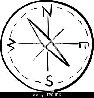 Isolato di argento piatta bussola con ombra. bussola traveler. icona Bussola. moderno design bussola. segno, oggetto vettore illustrazione. Stile di disegno Illustrazione Vettoriale