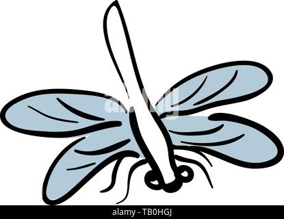 Libellula nero su sfondo bianco isolato. Disegnate a mano illustrazione vettoriale. Illustrazione Vettoriale