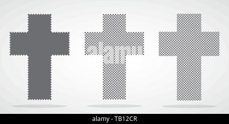 Pixel art design di una Croce Cristiana. Illustrazione Vettoriale. Abstract una Croce Cristiana in stile pixel isolato Illustrazione Vettoriale