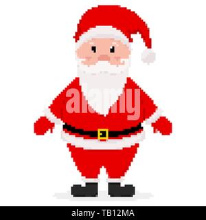 Pixel art design di Santa Claus. Illustrazione Vettoriale. Abstract Santa Claus in stile appartamento, isolato Illustrazione Vettoriale