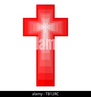 Pixel art design di una Croce Cristiana. Illustrazione Vettoriale. Abstract una Croce Cristiana in stile pixel isolato Illustrazione Vettoriale