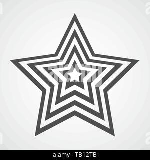 Icona a forma di stella in design piatto. Grigio icona a stella su sfondo chiaro. Illustrazione Vettoriale. Illustrazione Vettoriale