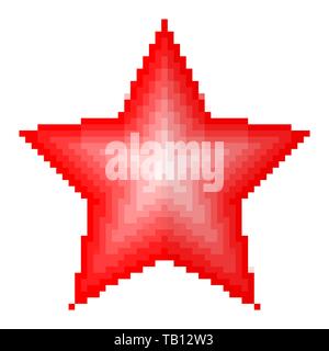 Pixel art design di un icona a forma di stella. Illustrazione Vettoriale. Abstract icona a forma di stella in stile pixel isolato Illustrazione Vettoriale