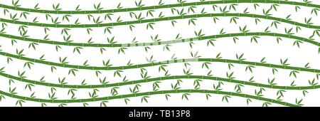 Bambù verde rami e foglie. Illustrazione Vettoriale. Sfondo di bambù. Gli steli di bambù. Modello di bambù Illustrazione Vettoriale